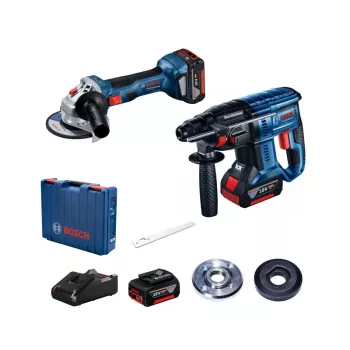   BOSCH Akkus sarokcsiszoló GWS 180-LI + Akkus fúrókalapács GBH 180-LI (2 x 4,0 Ah + töltő) XL BOXX