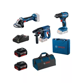   BOSCH Erőcsomag GSR 185-LI + GWS 180-LI + GBH 180-LI + táska (2 x 4,0 Ah + töltő)