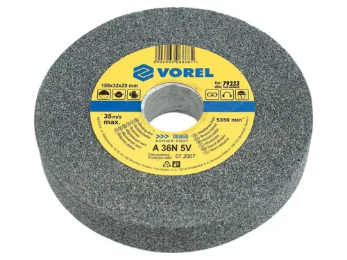 VOREL Köszörűkorong 150 x 12,7 x 17 mm finomszemcsés