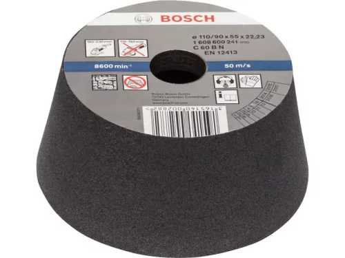 BOSCH Kúpos fazékkorong nagy sarokcsiszolóhoz 110/90 x 55 x 22,2 mm / P54
