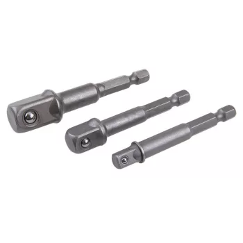   Dugókulcs adapter készlet 3 részes 1/4" Hex -> 1/4", 3/8", 1/2" négyszög CrV