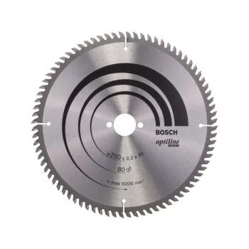   BOSCH Fűrésztárcsa fához 250 x 30 x 3,2 mm / 80T Optiline Wood ATB / VW