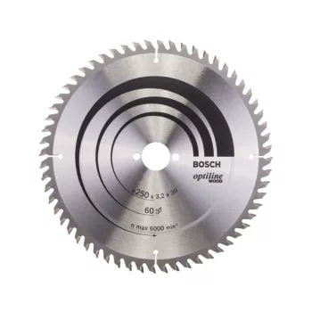   BOSCH Fűrésztárcsa fához 250 x 30 x 3,2 mm / 60T Optiline Wood ATB / KW