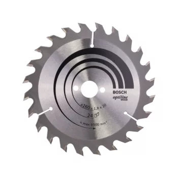   BOSCH Fűrésztárcsa fához 160 x 20/16 x 1,8 mm / 24T Optiline Wood ATB