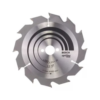   BOSCH Fűrésztárcsa fához 160 x 20/16 x 2,6 mm / 12T Optiline Wood ATB