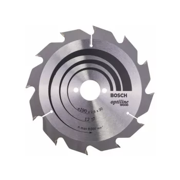   BOSCH Fűrésztárcsa fához 190 x 30 x 2,6 mm / 12T Optiline Wood ATB
