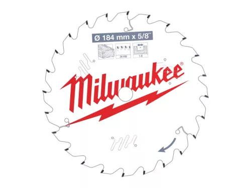 Milwaukee Körfűrészlap hordozható gépekhez (Fához) 184x5/8x1.6x24 ATB - 1 db 4932471378