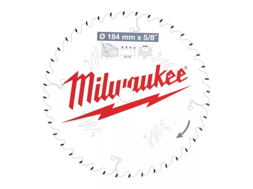 Milwaukee Körfűrészlap hordozható gépekhez (Fához) 184x5/8x2.1x40 ATB - 1 db 4932471379