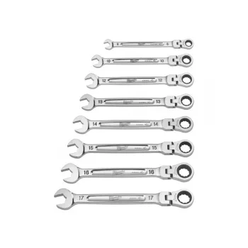   MILWAUKEE Racsnis csuklós csillag-villáskulcs készlet 7 részes 8-17 mm CrV MAX BITE™