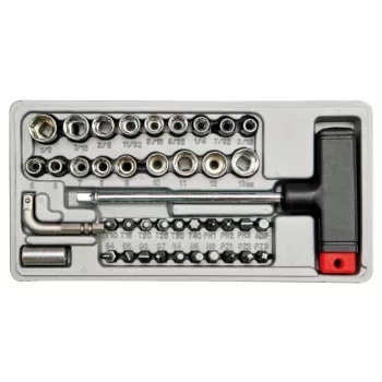   VOREL Bithegy és dugókulcs készlet 41 részes 1/4" T-nyéllel CrV