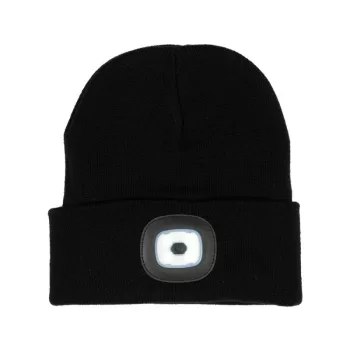   VOREL Kötött téli sapka fekete akkus LED lámpával 120 lumen