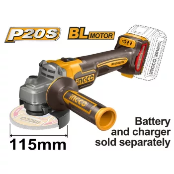   INGCO Akkus sarokcsiszoló 115 mm 20 V (akku és töltő nélkül)