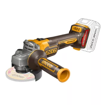   INGCO Akkus sarokcsiszoló 125 mm szénkefe nélküli 20 V (akku és töltő nélkül)