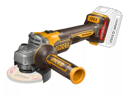 INGCO Akkus sarokcsiszoló 125 mm szénkefe nélküli 20 V (akku és töltő nélkül)