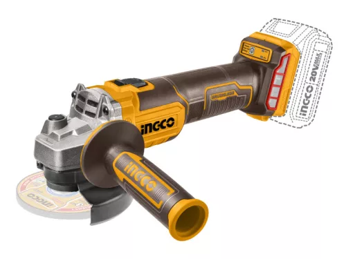 INGCO Akkus sarokcsiszoló 115 mm szénkefe nélküli 20 V (akku és töltő nélkül)