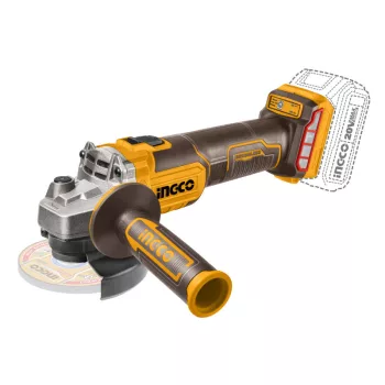   INGCO Akkus sarokcsiszoló 115 mm szénkefe nélküli 20 V (akku és töltő nélkül)