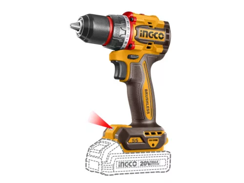 INGCO Akkus fúró-csavarozó 55 Nm szénkefe nélküli 20 V (akku és töltő nélkül)