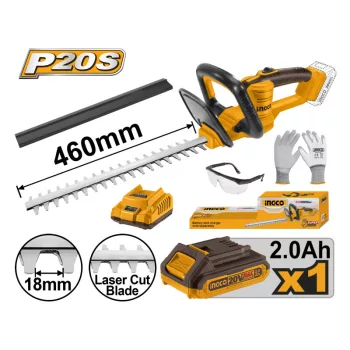   INGCO Akkus sövényvágó 460 mm 20 V (1 x 2,0 Ah akku + töltő)