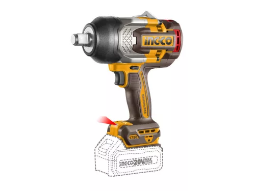 INGCO Akkus ütvecsavarozó 3/4" 1750 Nm szénkefe nélküli 20 V (2 x 8,0 Ah akku + töltő)