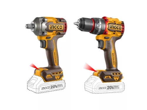 INGCO Akkus erőcsomag 20 V Ütvefúró-csavarozó 66 Nm+Ütvecsavarozó 1/2" 400 Nm (2 db akku + töltő)