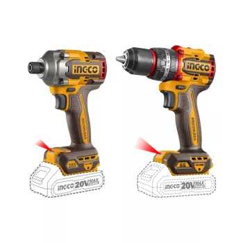   INGCO Akkus erőcsomag 20 V Ütvefúró-csavarozó 66 Nm+Ütvecsavarozó 1/4" 285 Nm (2 db akku + töltő)