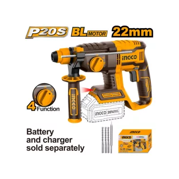   INGCO Akkus kombikalapács 2,0 J SDS-Plus szénkefe nélküli 20 V (akku és töltő nélkül)