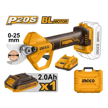   INGCO Akkus metszőolló 25 mm 20 V (1 x 2,0 Ah akku + töltő)