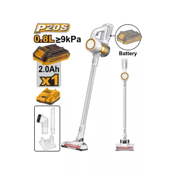   INGCO Akkus porszívó 0,8 l 20 V (1 x 2,0 Ah akku + töltő)