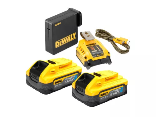 DEWALT Powerstack Akkumulátor és töltő szett USB 18 V 5 Ah (2 x 1,7 Ah) DCB094H2