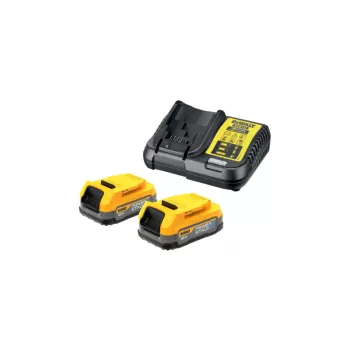   DEWALT Powerstack Akkumulátor és töltő szett 18 V (2 x 1,7 Ah) DCB1102E2