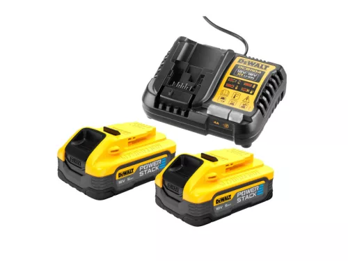 DEWALT Powerstack Akkumulátor és töltő szett 18 V (2 x 5 Ah) DCB1104H2