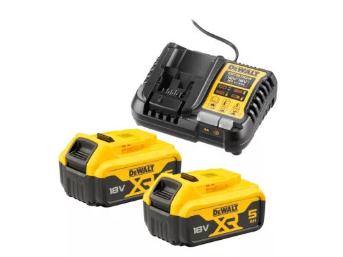 DEWALT XR Akkumulátor és töltő szett 18 V (2 x 5 Ah) DCB1104P2