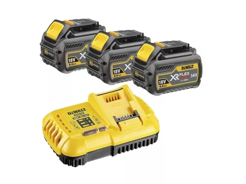 DEWALT FlexVolt Akkumulátor és gyorstöltő szett 18 V (3 x 6 Ah) DCB118T3
