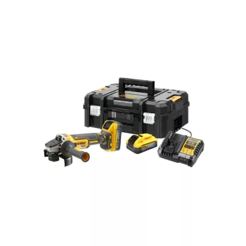   DEWALT Akkus sarokcsiszoló 125 mm 18 V (2 x 5,0 Ah Power Stack akku + töltő + TSTAK)