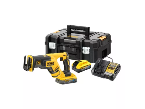 DEWALT Akkus szablyafűrész 18 V szk. nélküli (2 x 5,0 Ah Power Stack akku + töltő + TSTAK)