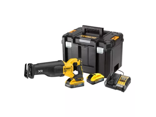 DEWALT Akkus szablyafűrész 18 V (2 x 5,0 Ah PowerStack akku + töltő) TSTAK kofferben