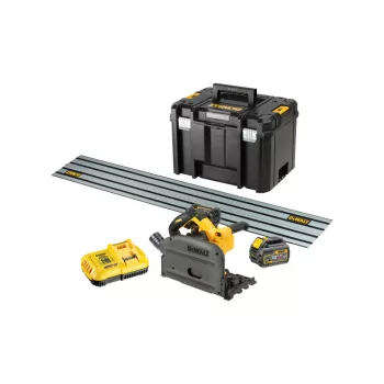   DEWALT Akkus merülő körfűrész 54 V szénkefe nélküli (2 x 6 Ah + töltő + sín) DCS520T2R