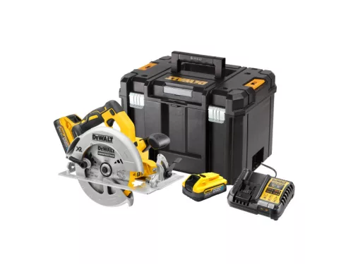 DEWALT Akkus körfűrész 18 V szk. nélküli 184 mm (2 x 5,0 Ah Power Stack akku + töltő + TSTAK)