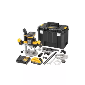   DEWALT Akkus felsőmaró 18 V 12 mm (2 x 5,0 Ah Power Stack akku + töltő + TSTAK)
