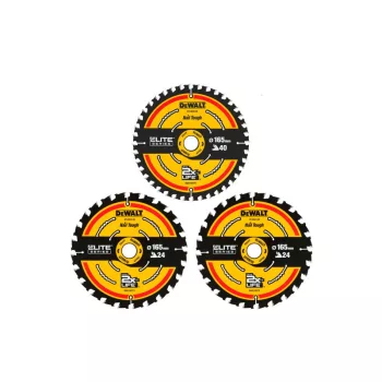   DEWALT EXTREME Fűrésztárcsa készlet 3 részes fához 165 x 20 x 1,65 mm / 2 x 24T + 1 x 40T