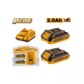   INGCO Akkumulátor és töltő szett (2 x 2,0 Ah akku + 2,0 A töltő)