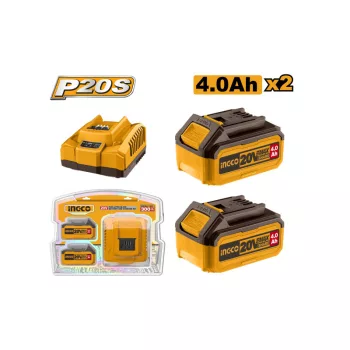   INGCO Akkumulátor és töltő szett (2 x 4,0 Ah akku + 4,0 A töltő)