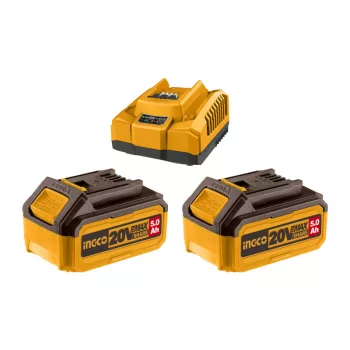   INGCO Akkumulátor és töltő szett 20 V (2 x 5,0 Ah akku + 4,0 A töltő)