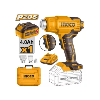   INGCO Akkus hőlégfúvó 550°C 20 V (1 x 4,0 Ah akku + töltő)