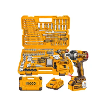   INGCO Akkus ütvecsavarozó 500 Nm szénk. nélk. 20 V (1 x 4,0 Ah akku + töltő) + 149 r. szersz. klt