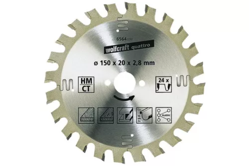 WOLFCRAFT - Kézi körfűrészlapok, bíborvörös sorozat (közepesen durva vágások) 210×30mm Z34