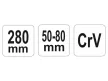 YATO Állítható csapos körmös kulcs 50-80 mm / 280 mm CrV