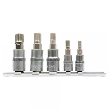   YATO Bit dugókulcs készlet 5 részes Spline 1/4", 3/8" CrV
