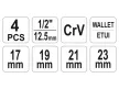 YATO Keresztkulcs 1/2" 17 x 19 x 21 x 23 mm szétszedhető CrV