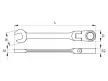 YATO Racsnis csuklós csillag-villáskulcs 22 mm / 290 mm 72T CrV